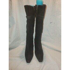 La Canadienne Tall Brown Side Zip Women's Suede Heel Boots Sz 7.5 Fleece Lined